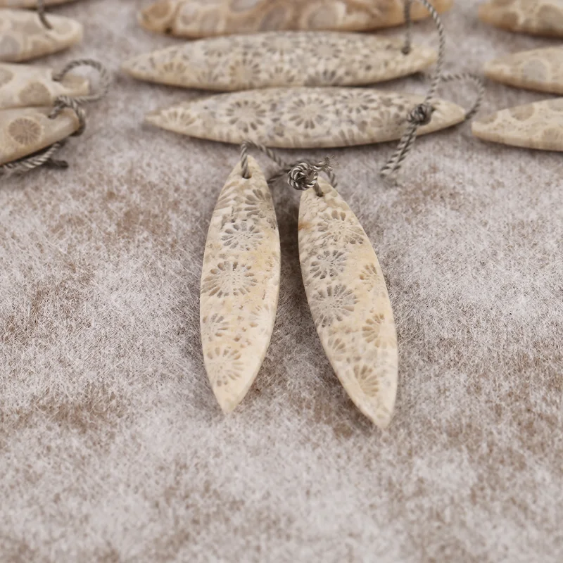 

Natural Stone Indonesian Coral Earring Bead,Earrings Accessories For Women,Fashion Jewelry DIY Making 29x18x4mm 5g