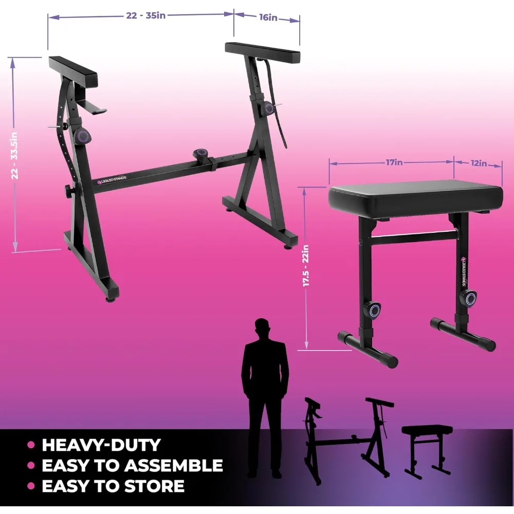 Factory Direct 2026 Piano Keyboard Stand Bench, Portable Heavy Duty Digital, Stand For 54 88 Key, Electric Pianos Adjustable Cov