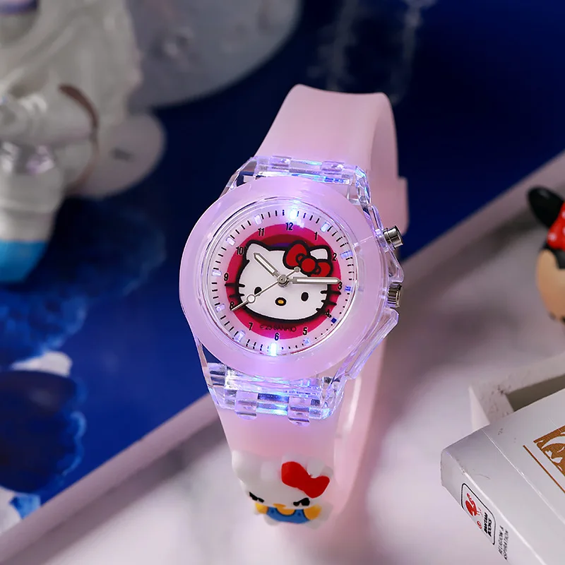 DisneyFashion Minnie Watch Mickey Mouse Children\'s Flash Light Cartoon Figure Doll Electronic Watch Boys Girls Birthday Gifts