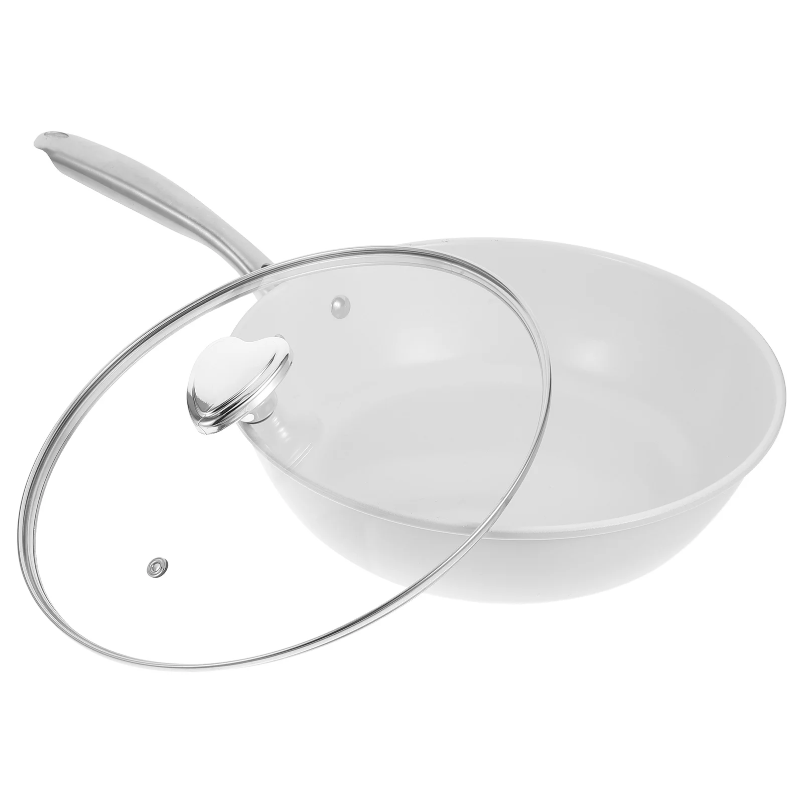 

Small Ceramic Wok Non-Stick Frying Pan Universal Gas Stove Cooking Pot Kitchen Cookware Lid Thick Bottom Heat Retention