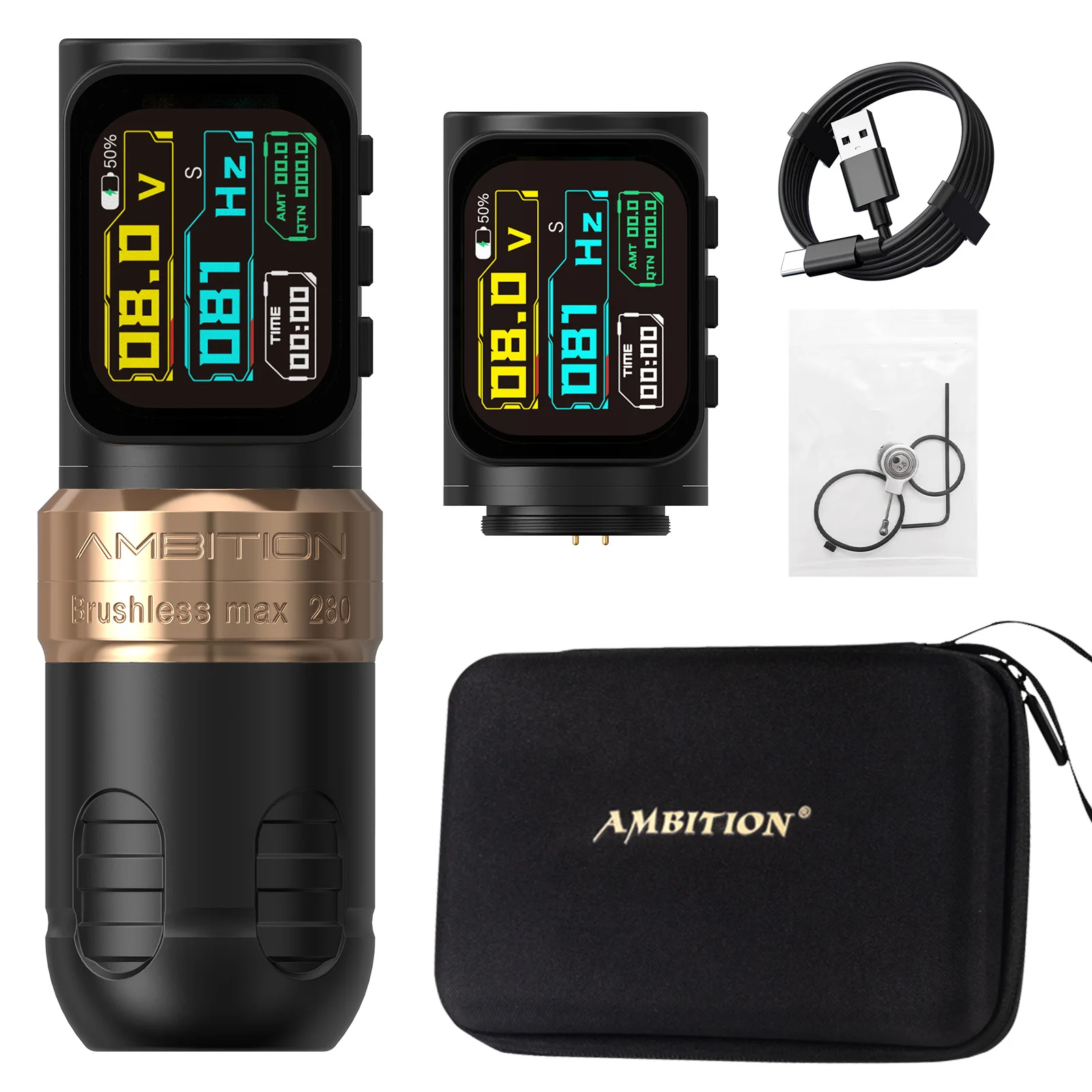 Ambition Ninja Max 280P Brushless Motor 4.5mm/3.5mm Stroke Professional Direct Drive Wireless Tattoo Machine Pen for Body Art