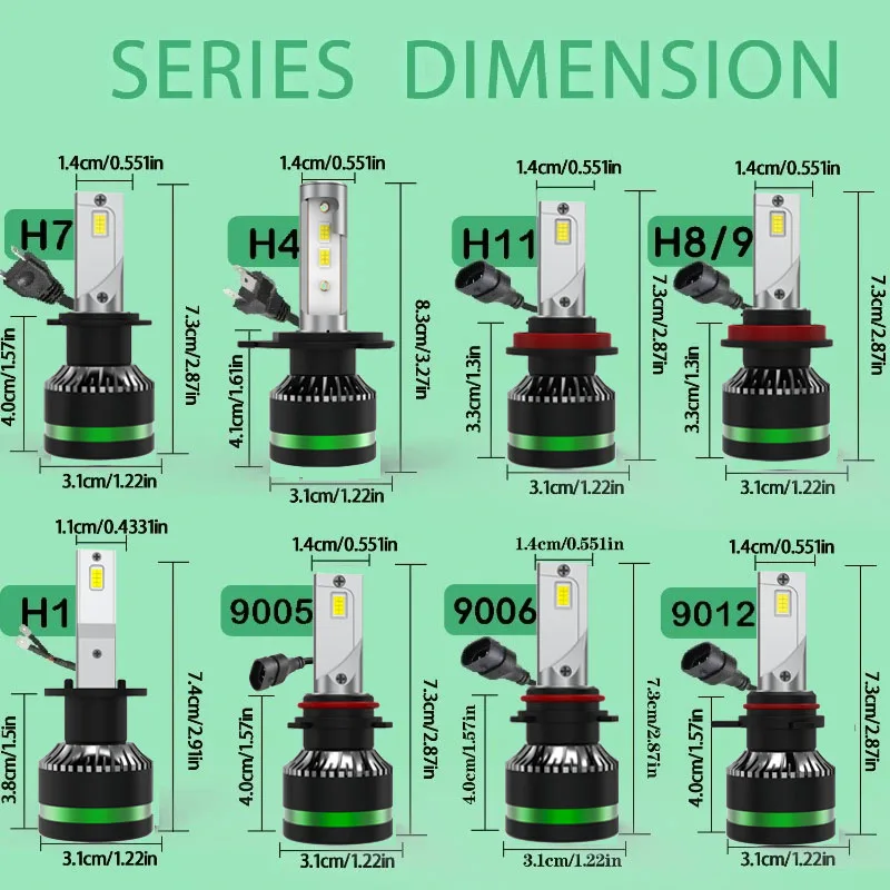 Erruso 2pcs 300W 300000LM H7 H4 Led Headlight H1 H11 9005 HB3 9006 HB4 9012  BulbLed Car Headlight Mini Auto Led Lamp