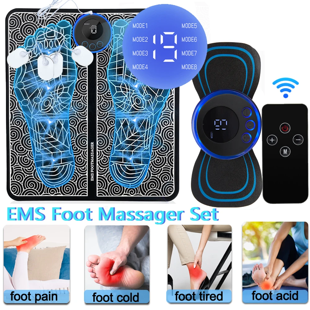 EMS Foot Neck Massage Pulse Muscle Stimulator Electric Foot Patch Care Improve Blood Circulation Body Massager Pain Relief Relax