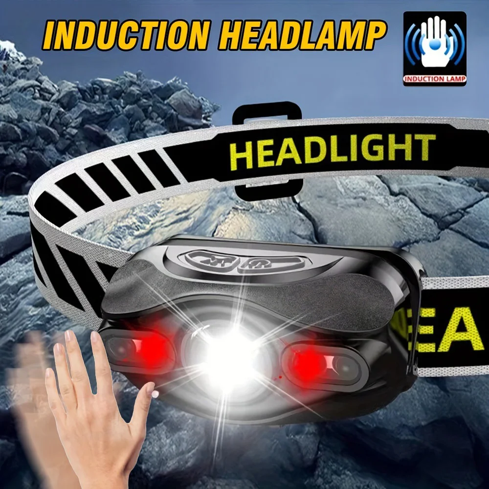 1800Lm Powerfull Headlamp Rechargeable LED Headlight Body Motion Sensor Head Flashlight Camping Torch Light Lamp With USB