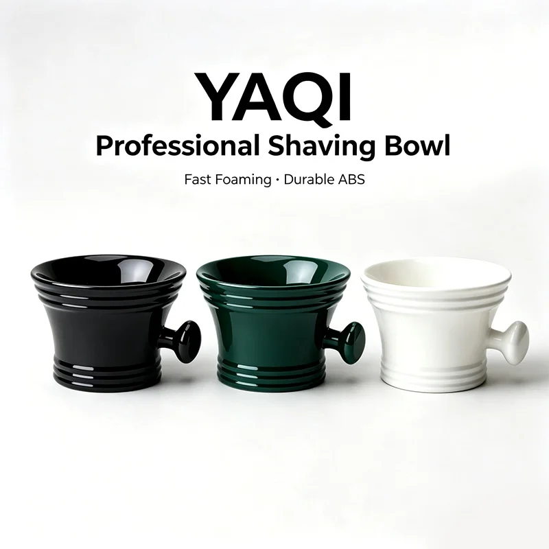 2026 YAQI Black Green White ABS Plastic Shaving Bowl Professional Portable Fast Foaming Shave Cream Soap Cup, Hot Sale