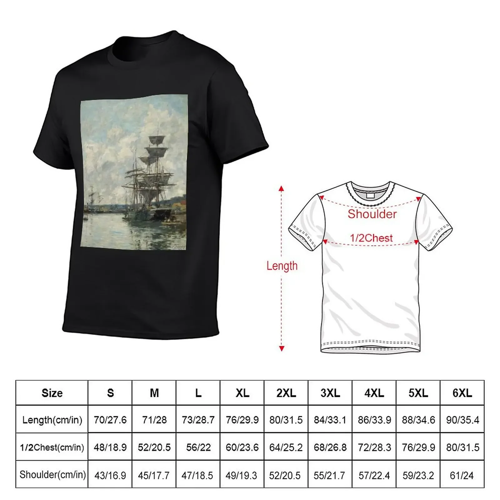 Ships at Le Havre - Eugene Boudin T-Shirt vintage t shirts plain cute tops vintage t shirt men