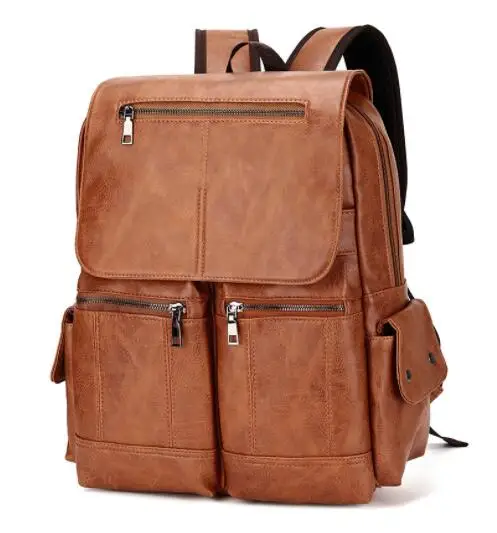 Fashion Luxury Brand Men Backpack Leather School Backpacks Bag Students Waterproof Travel Bag Casual PU Leather Book bag Male 가방