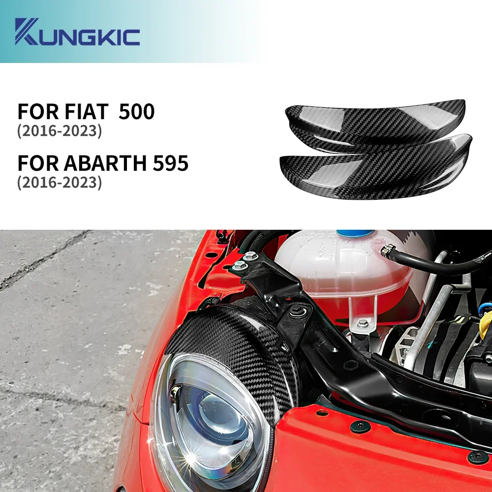 

Real Hard Carbon Fiber Sticker For Fiat 500 Abarth 595 2016 2017 2018 2019 2020 2021 2022 2023 Headlamp Eyebrow Bezel Protection