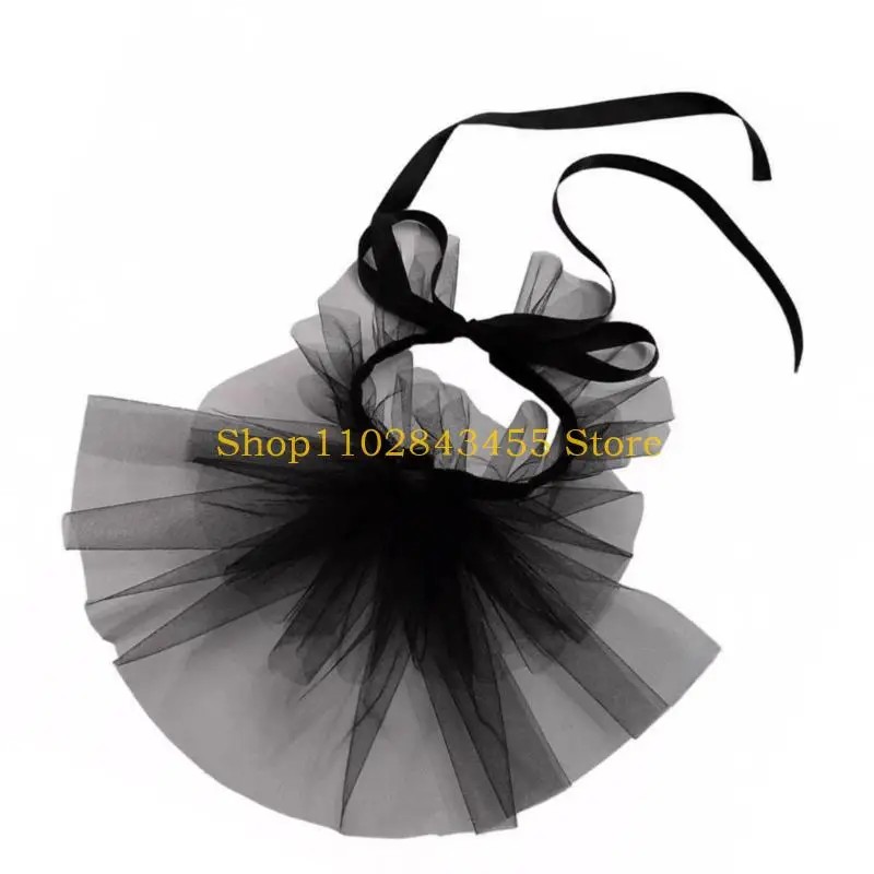 49MC Victorian Rusfled Jabot Faux Collar Collar Collar Mesh Neck Ruff para Fancy Dress Event
