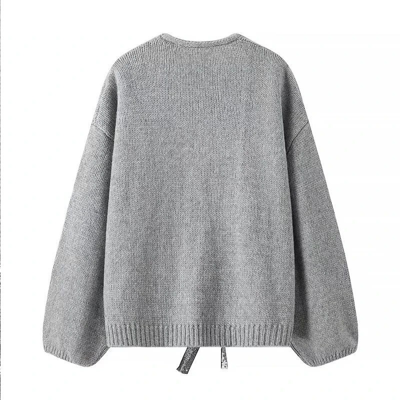 Autumn Winter Warm Woman Cardigan Sweater Casual Bow Sexy Knit Women\'s Clothing Loose Knitwear Soft Female Tops