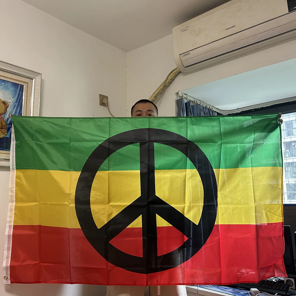 SKY FLAG Bandera Rasta paz – Poliéster verde, amarillo, rojo y negro