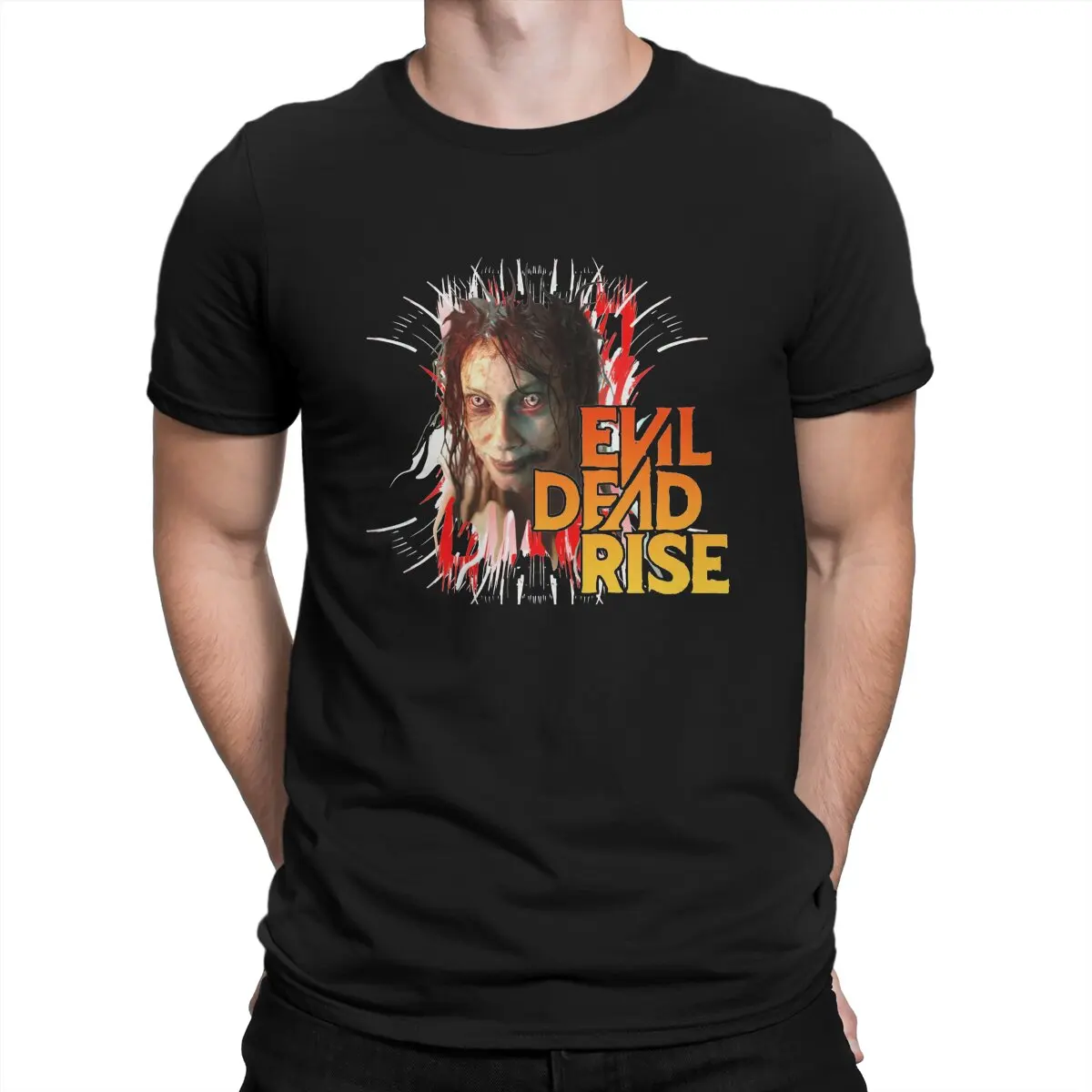 Men T-Shirts Horror Movie Vintage Pure Cotton Tee Shirt Short Sleeve Evil Dead Rise T Shirts Crewneck Tops Printed