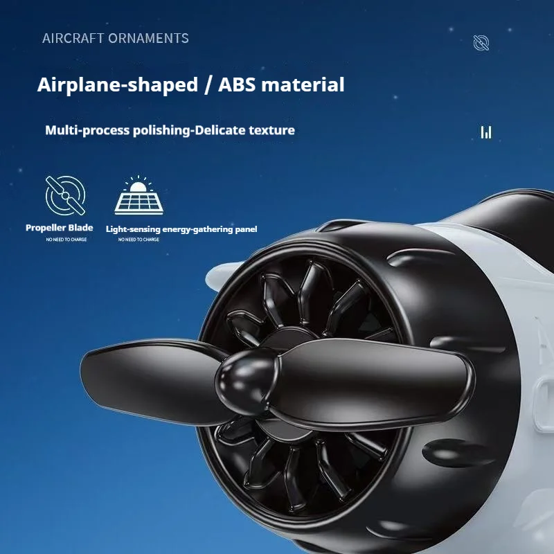 زخرفة سيارة تعمل بالطاقة الشمسية تصميم طائرة دوارة ملحقات داخلية إبداعية لتزيين السيارة للسيارات #4