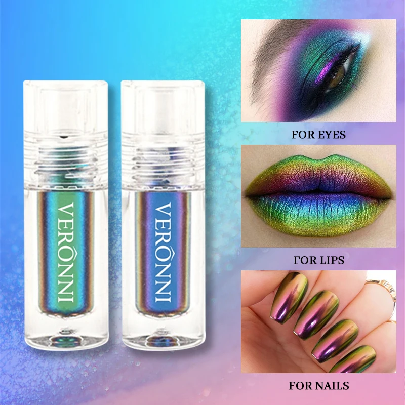VERONNI Three 6-Color Chameleon Liquid Eye Shadow– High-Pigment,Iridescent Shimmer, Easy Blend, Perfect for Festivals & Beach