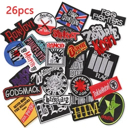 26 Pcs Lot Rock Letters Patches Thermocollant Hard Iron On For Clothes Pack Embroidered Jacket Sew Fabric Mochila Bulk Parches