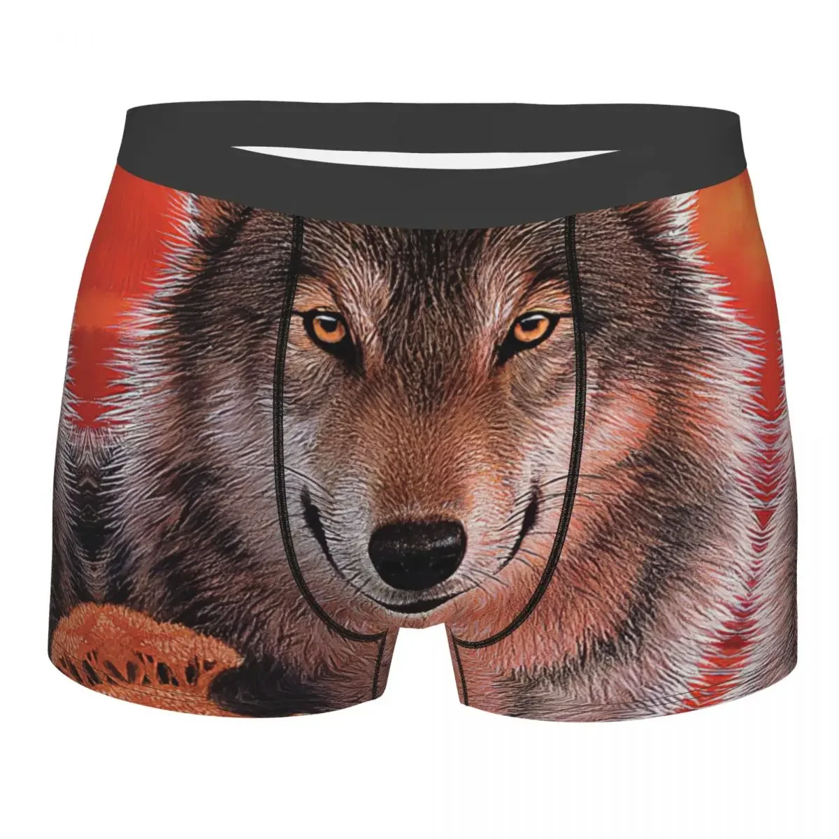 Wolf Underpants Breathbale Panties Male Underwear Print Shorts Boxer Briefs