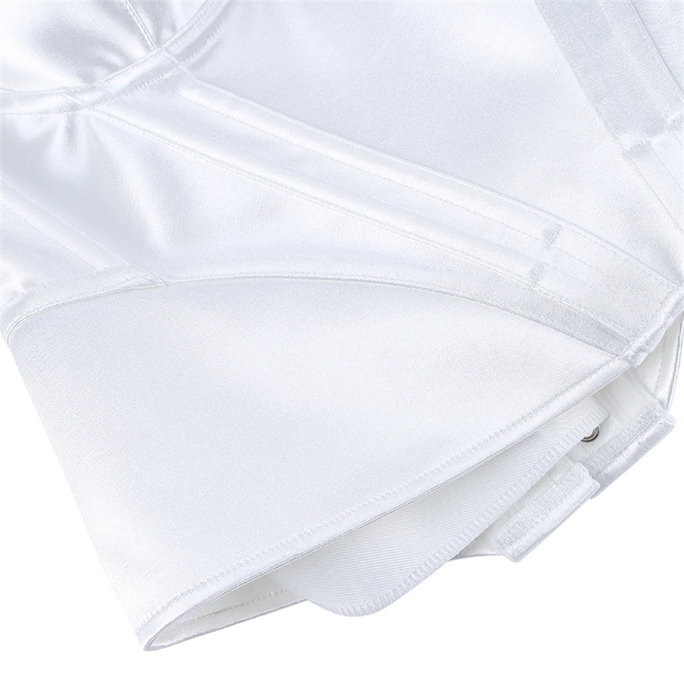 Becirzet Weißes Elegantes Damenkorsett Sexy Schulterfreies Satin-Fischgräten-Top Schlankmachendes Taillenformendes Bustier – Detail 15