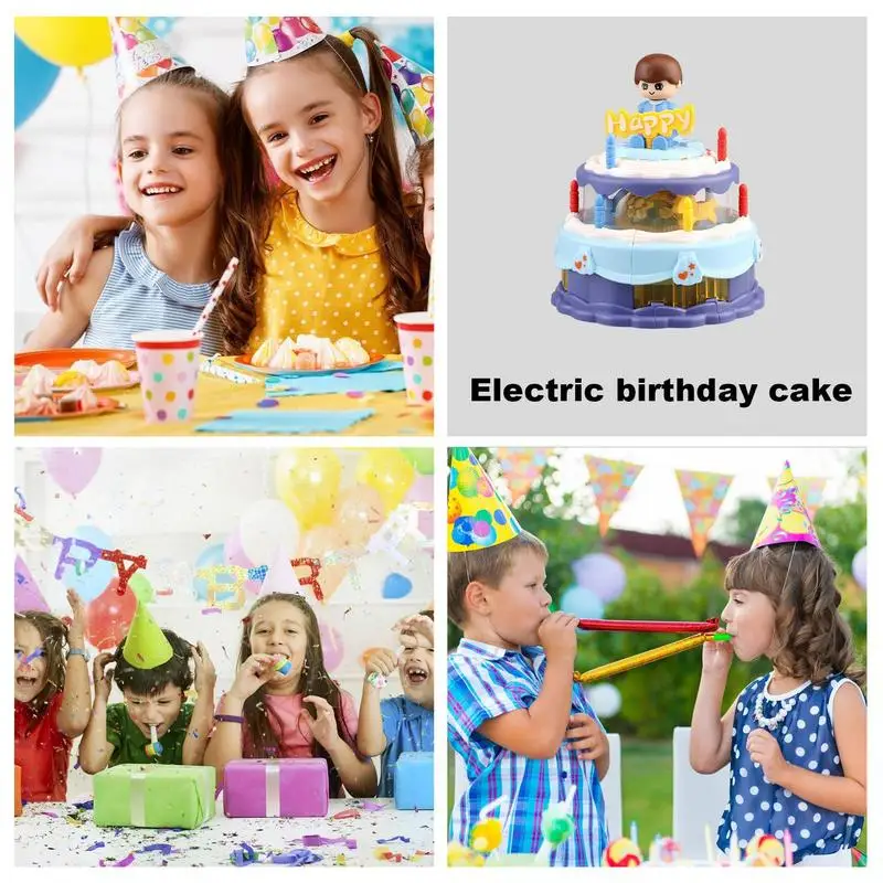 Electric Rotating Musical Cake Toys Automatic Singing Flashing Music Cartoon Cake For Boys And Girls Birthday Christmas Supplies