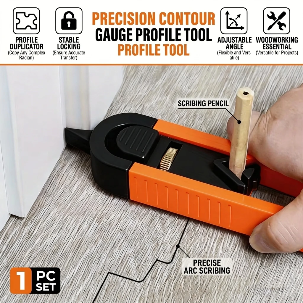 Contour Gauge Profile Tool Precision Scribing Ruler With Lock Adjustable Irregular Radian Duplicator Woodworking 1 Pc