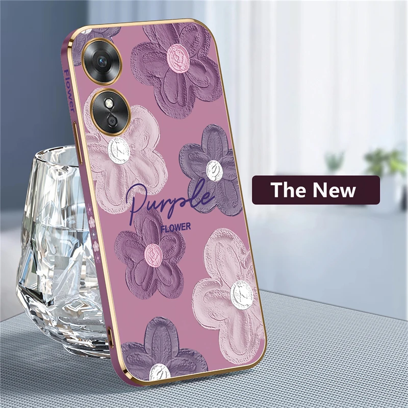 Flower Phone Case For OPPO A17 A15 A16 A31 A53 A54 A55 A57 A76 A92S A93 A94 A74 A5 A9 ShockProof Side Pattern Silicon Soft Cover