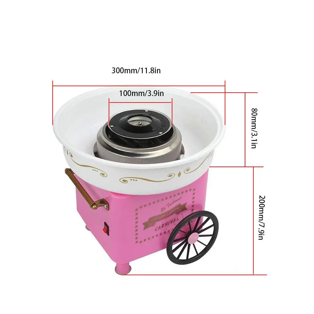 Household Vintage Cartoon Countertop Cotton Candy Maker 110V Mini Trolley Electric Candy Machine US Plug