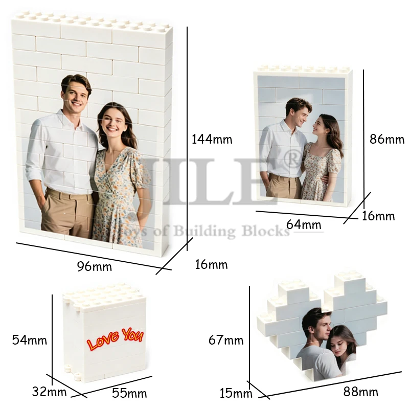 Personalisierter Ziegelstein-Fotorahmen, Geburtstags-Souvenir, Geschenk für Mama, Papa oder Sie, Weißer Puzzle-Rahmen für Jede Gelegenheit, DIY