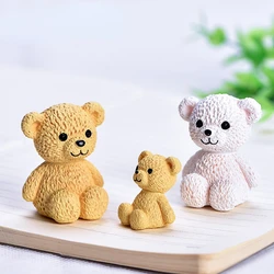 Figuritas de oso Kawaii de 3 piezas, estatua pequeña, adorno en miniatura para jardín de hadas, casa de muñecas, accesorios de decoración del hogar, jardín