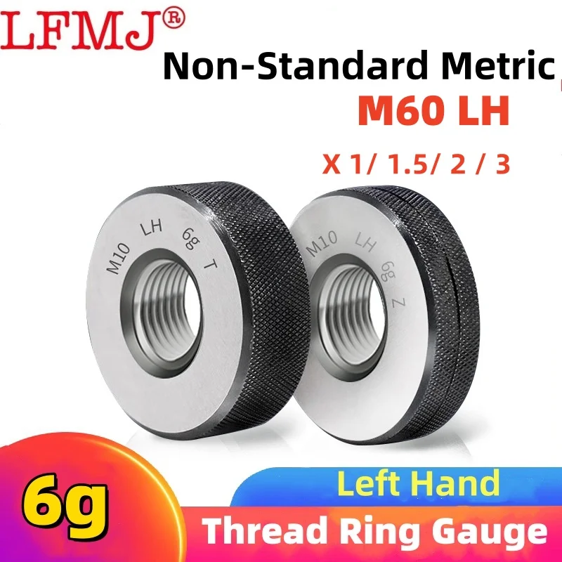 

1SET(1*GO+1*NOGO)6g Left Hand Non-Standard Metric Thread Ring Gauge Accuracy Measure Tool M60 X1 1.5 2 3