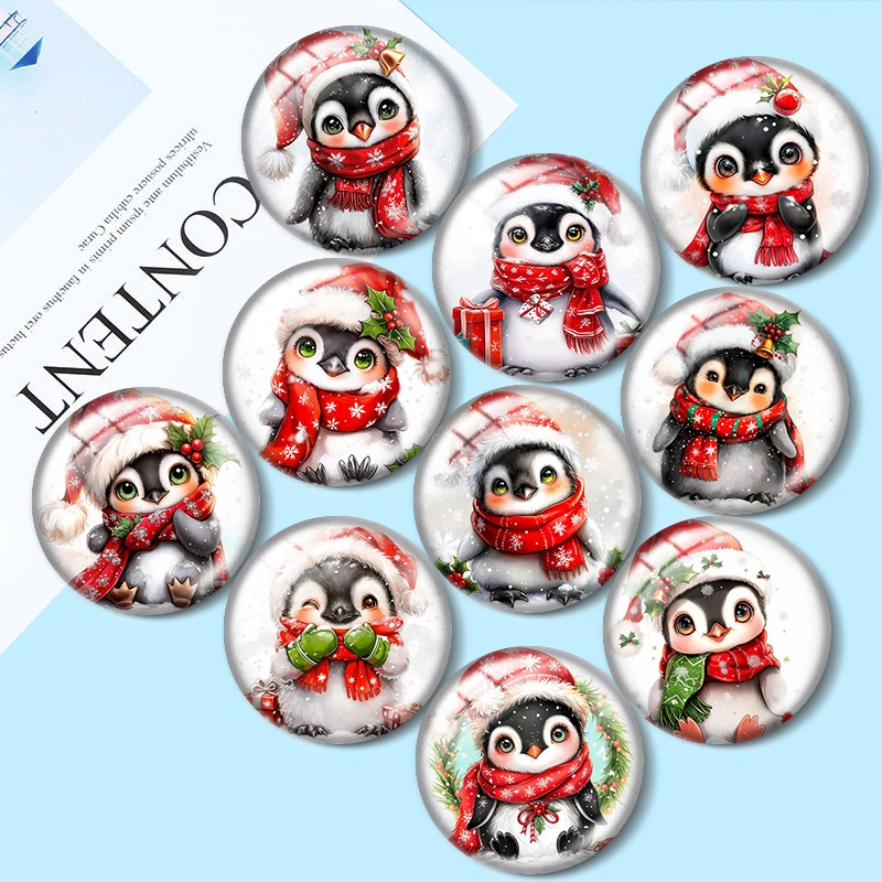 Winter Penguin Clipart 10pcs 12mm/18mm/20mm/25mm Round photo glass cabochon demo flat back Making findings