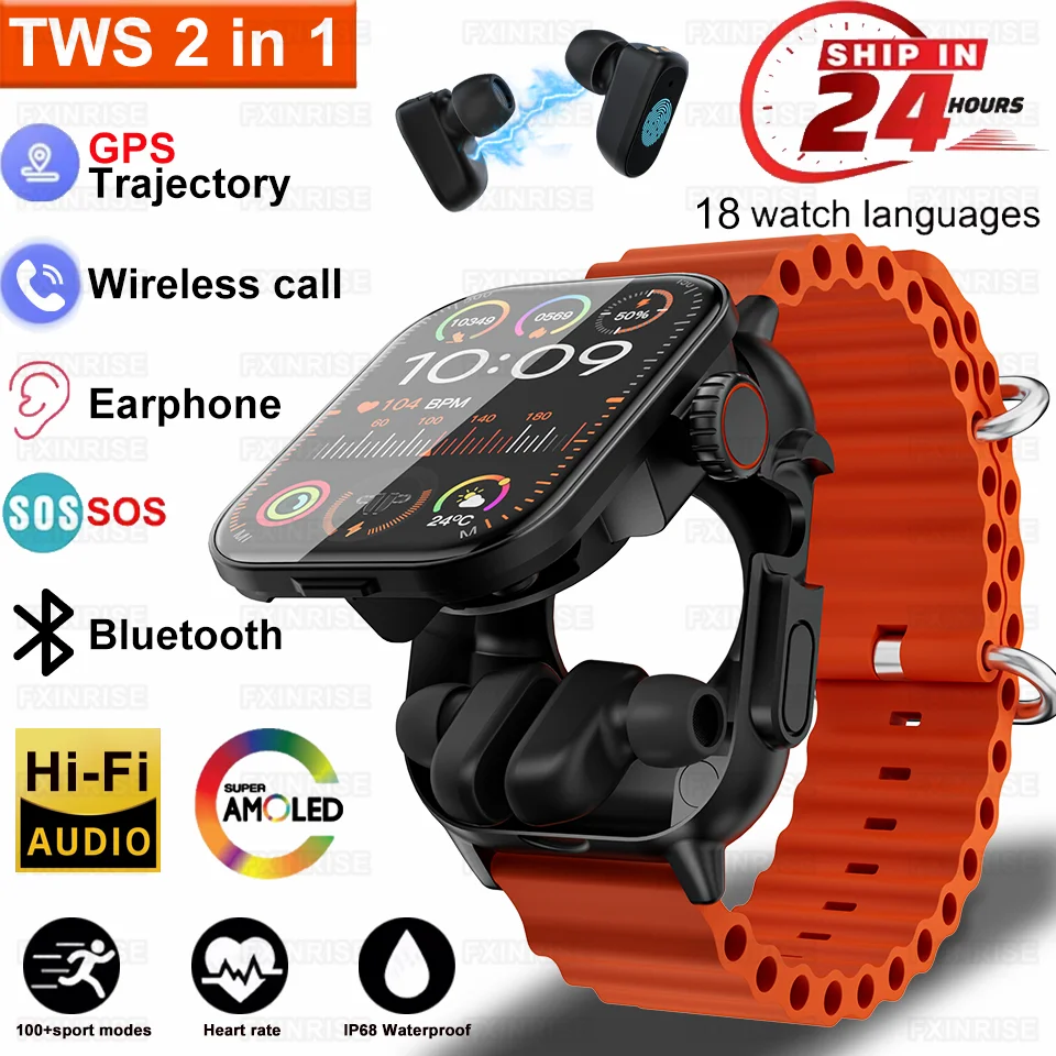 

New TWS 2-in-1 GT8 Smart Watch Bluetooth Earphones With Built-in Speaker HIFI 9D Sound Quality Health And Exercise Monitoring