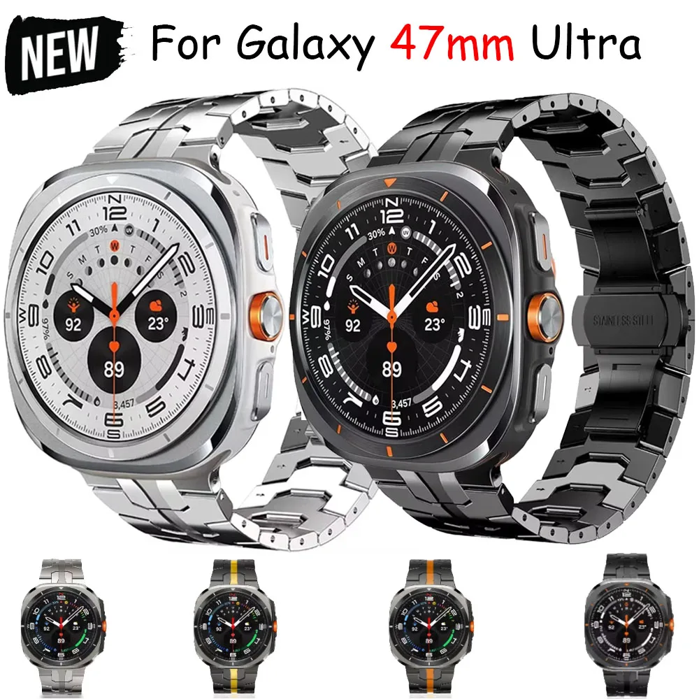 Sem lacuna pulseira de metal de aço inoxidável para samsung galaxy watch ultra 47mm pulseira de luxo para galaxy 47mm ultra correa acessórios
