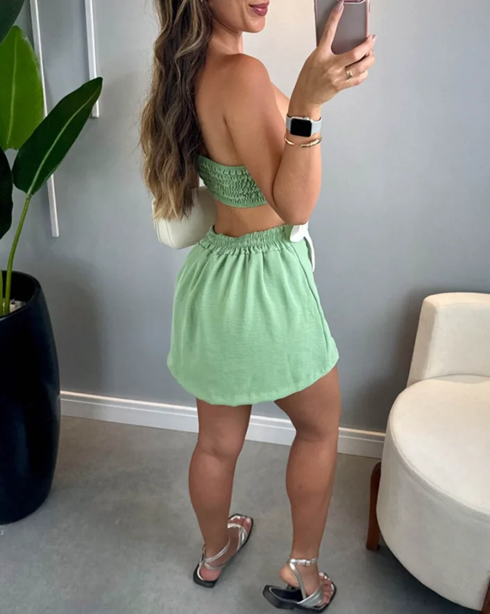 

Casual Women's Dresses High Waist Sexy Dresses Colorblock 3D Flower Decor One Shoulder Dress Women Sexy Hollow Out Midi Dress