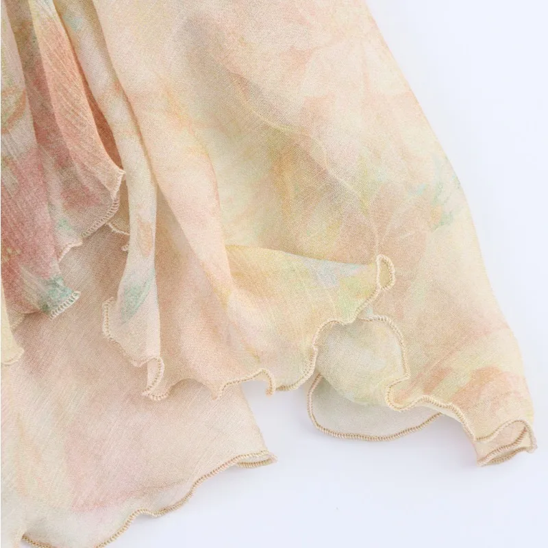 Faldas con volantes para mujer, faldas largas plisadas de cintura alta elástica, estampado elegante, moda de verano, ropa de calle, falda Irregular para mujer