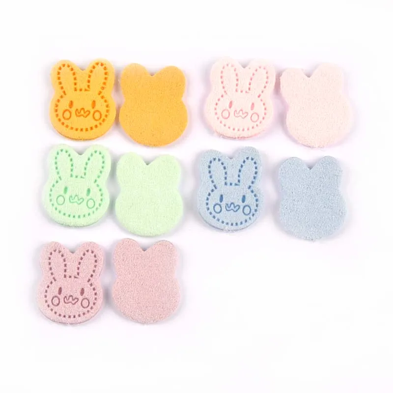 30Pcs 20x15mm Rabbit PU Fiber Leather Labels Embossed Tags DIY Flag Label For Garment Sewing Accessories cp3704