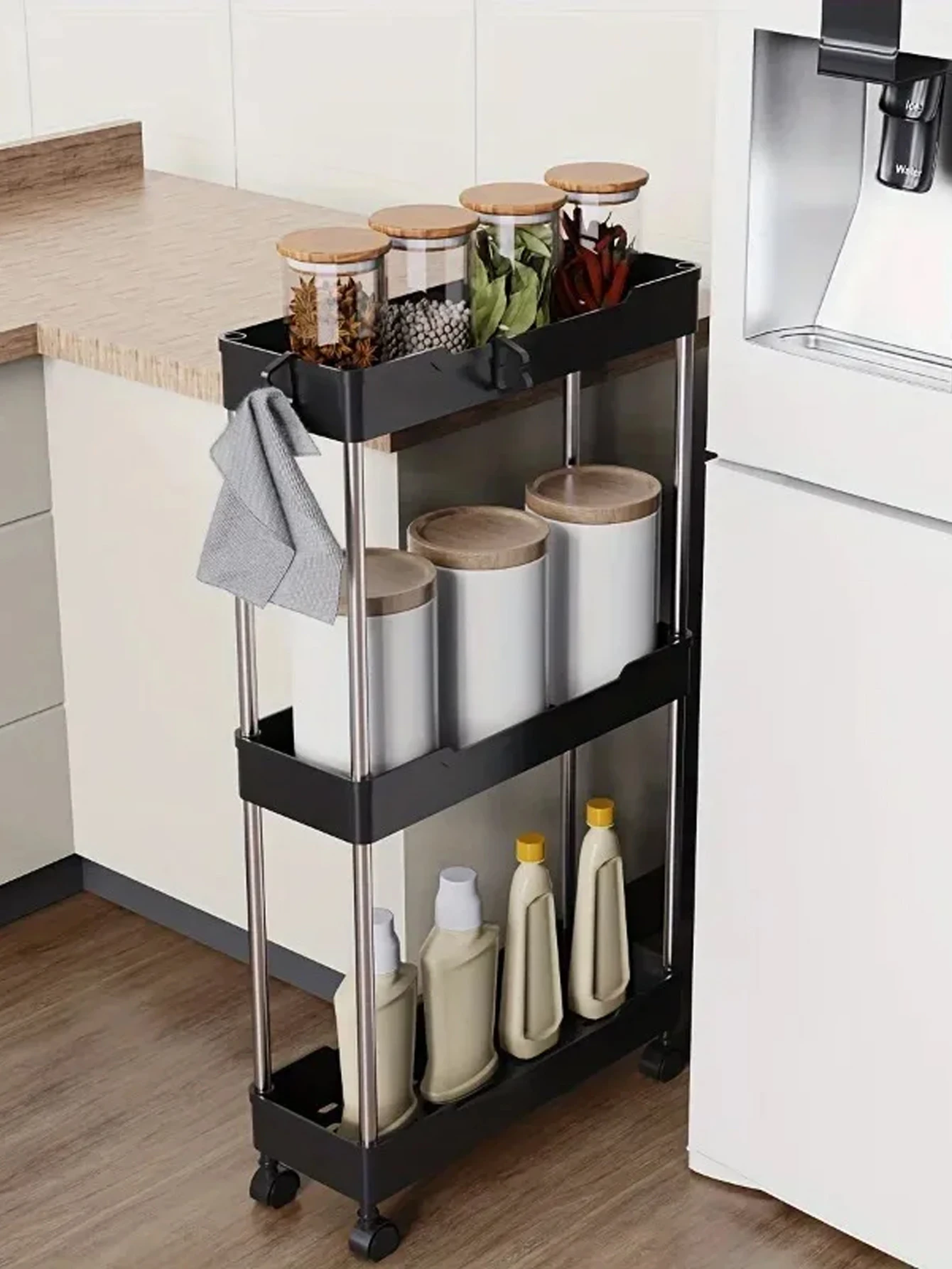 3/4 Layer Rolling Utility Cart, Bathroom Storage Rack With Wheels,Bathroom Storage Organizer, Multi-purpose Utility Cart image 3