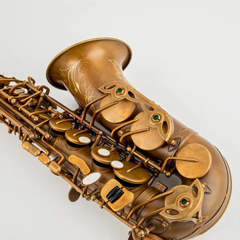 French Unique Retro Alto Saxophone New Brass Antique Copper Eb Tune E Flat Musical Instrument Sax with Case Mouthpiece