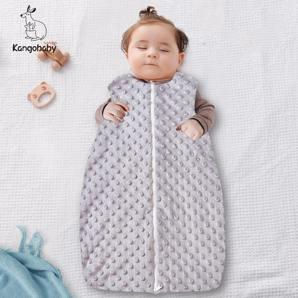 Kangobaby #My Soft Life# New Arrival Breathable Bean Velvet Baby Sleeping Bag Unisex Anti-Kicking Newborn Sleepwear