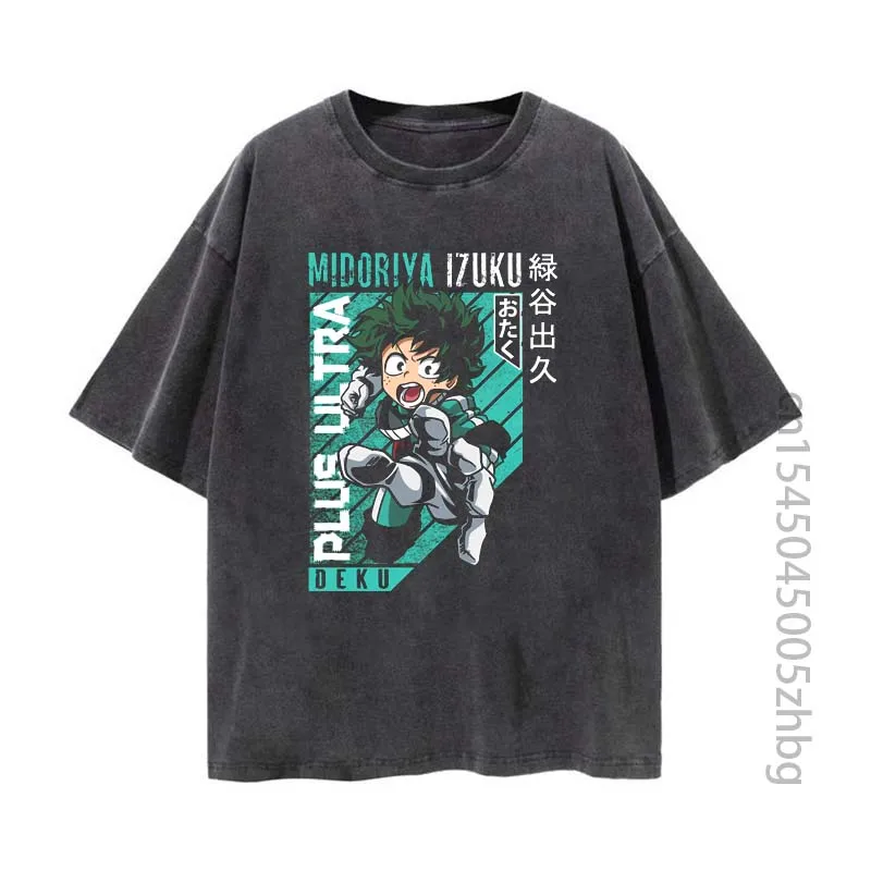 Deku Midoriya Izuku Anime Woman Shirt Streetwear Harajuku Vintage Distressed Tshirt Manga Graphic T Shirt Men Tops Tees