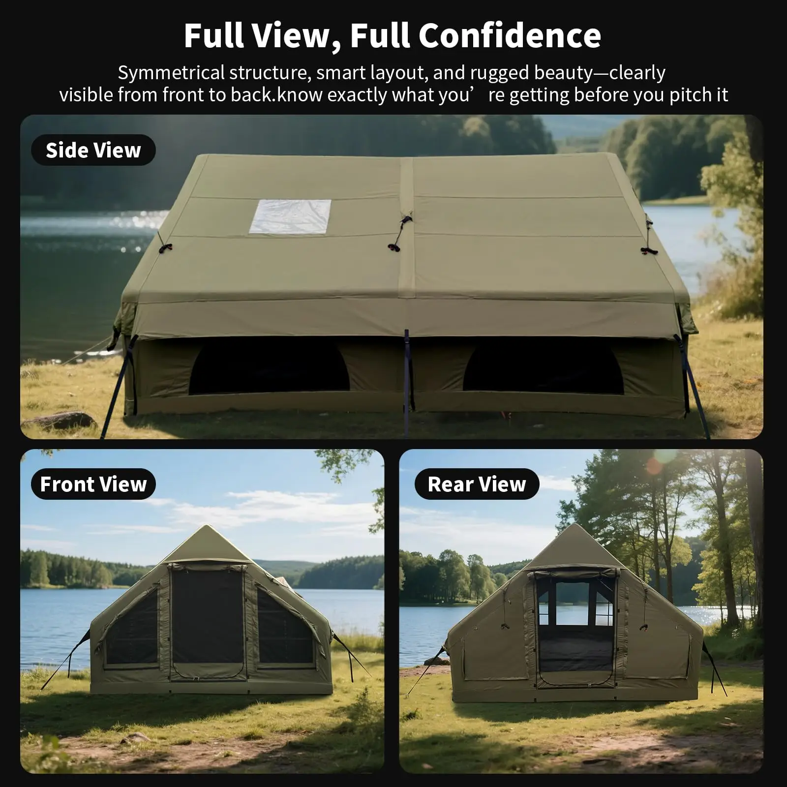Camping Tent, Waterproof 300D Oxford, Family Air Tent, Quick Setup, Outdoor Glamping Shelter, 8-10 Person 4-Season Use image 5