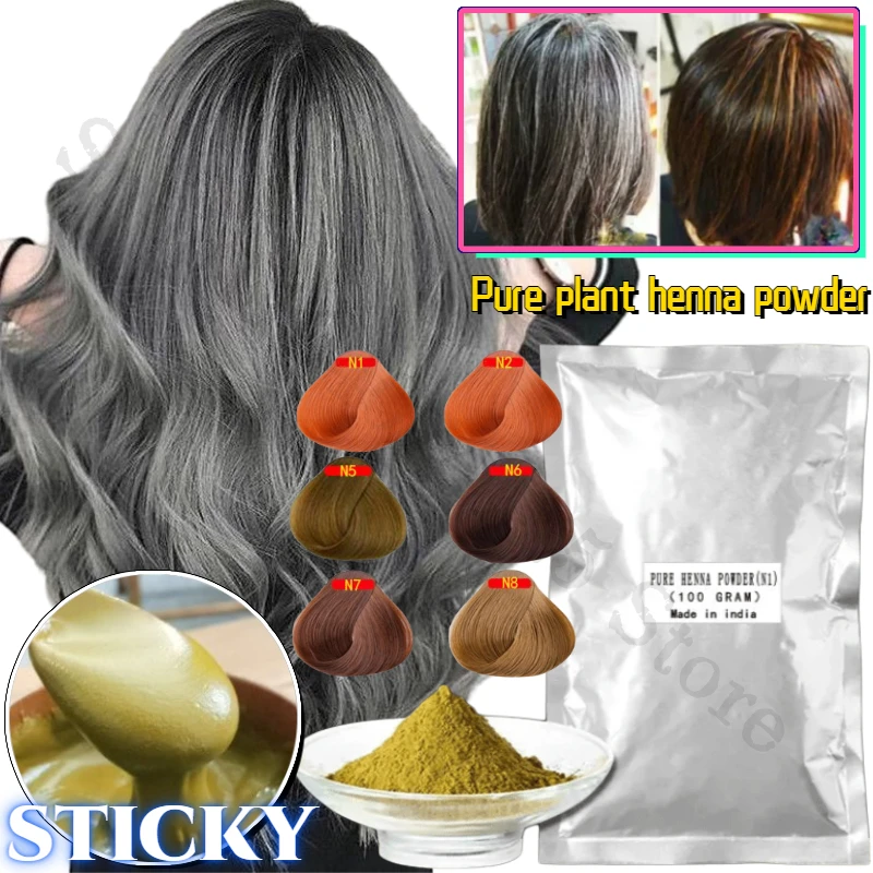 

Pure Plant Henna Powder Hair Dye Nail Dye Herbal Hair Dye Covering White Hair, Deep Care, Nourishing Hair Roots 100g