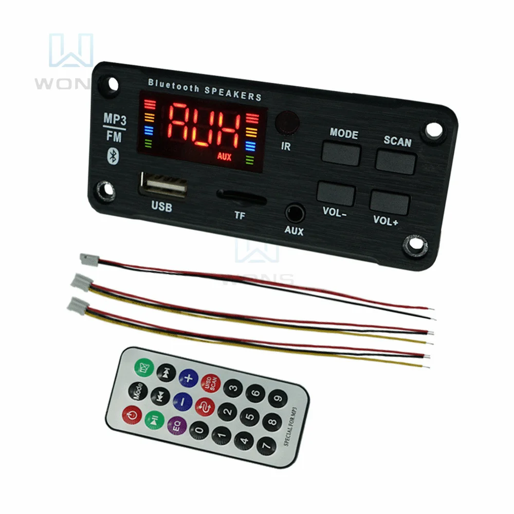 DC7-18V Big Color Screen Car Audio USB TF FM Radio Module Wireless 2*25W MP3 WMA Decoder Board MP3 Player with Remote Control
