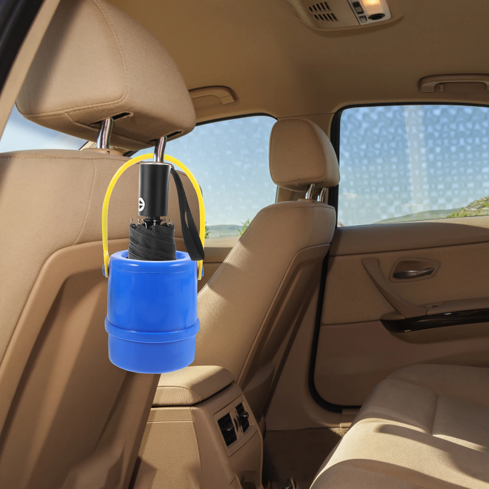 

Car Umbrella Bucket Multifunctional Retractable Folding Umbrella Holder Adjustable Car Seat Headrest Organizer Bottle Holder