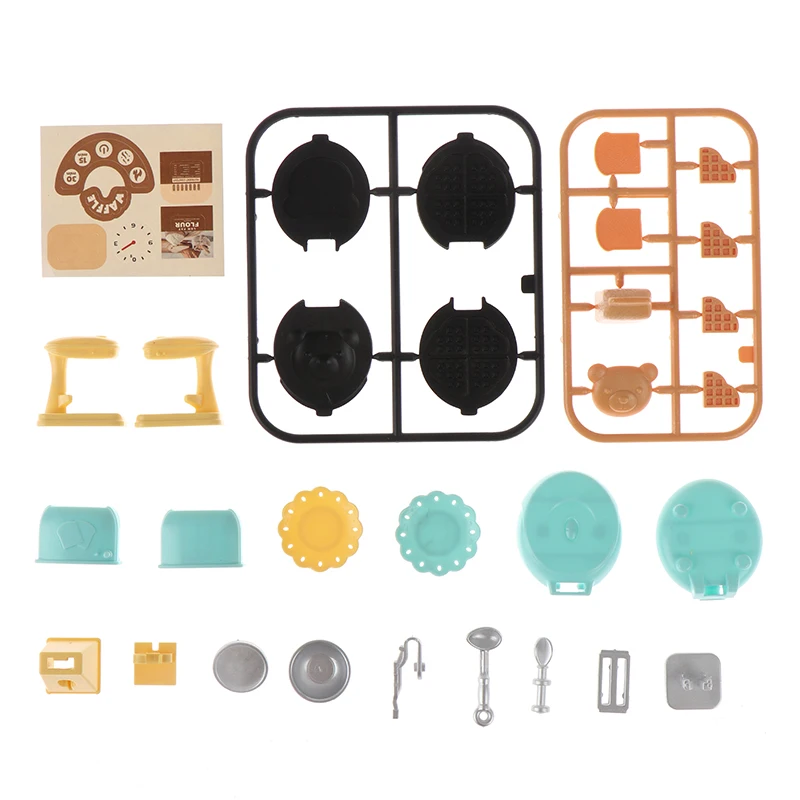 Mini máquina de pan para casa de muñecas, tostadora, batidora, plato de pesaje, cuchillo de cocina, cubo de basura, juego de cocina para coche y comedor, 1:12