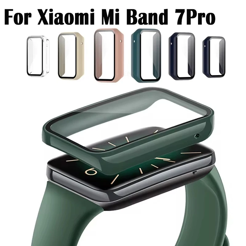 PC-Gehäuse + gehärtetes Glas für Xiaomi Band 7 Pro Smart Band Displayschutzfolie für Mi Band 7 Pro Bumper Shell Zubehör