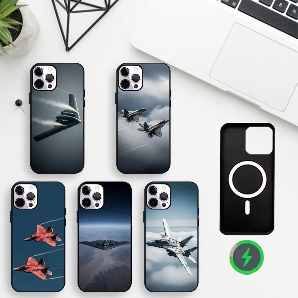 

Aircraft Helicopter Airplane Phone Case For iPhone17,16,15,14,13,12,11 Max Black Wireless Charging Protecitve Cover
