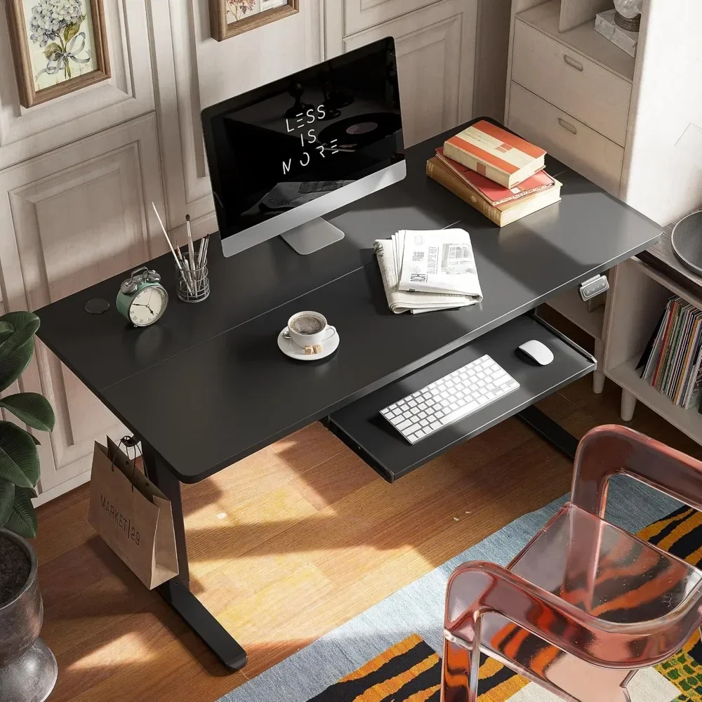 Standing Desk with Keyboard Tray,  Electric Height Adjustable Desk, Sit Stand Up Desk, Computer Office Desk