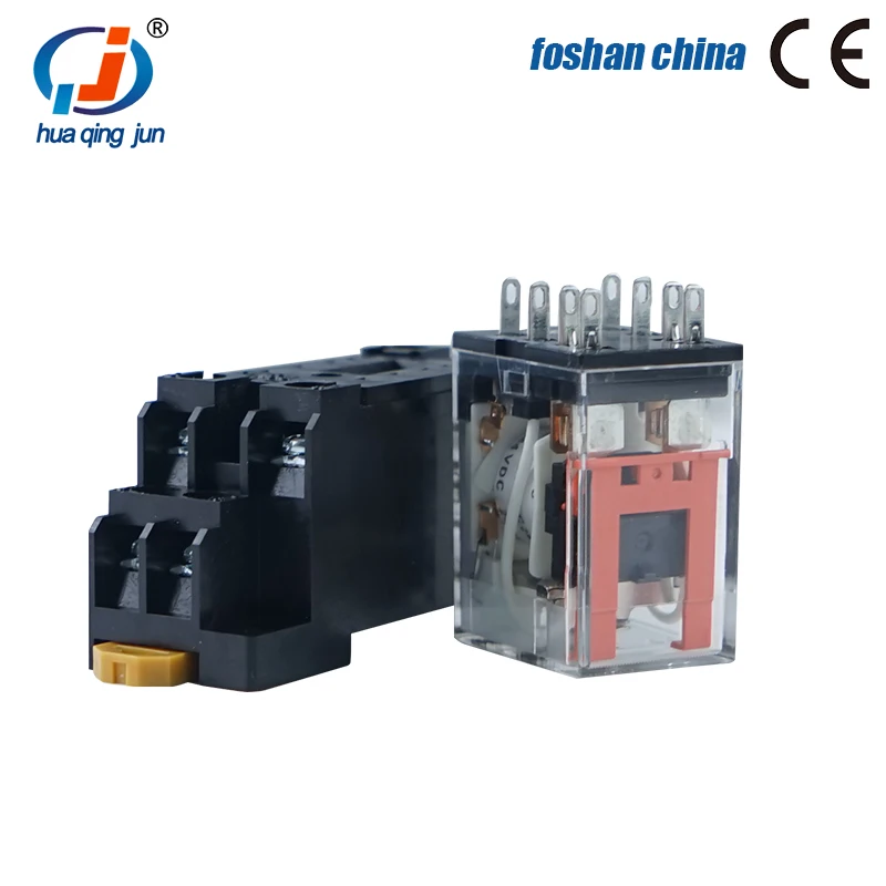 2NO 2NC Intermediate Relays 24VDC Relay with Base for Industrial Automation Equipment