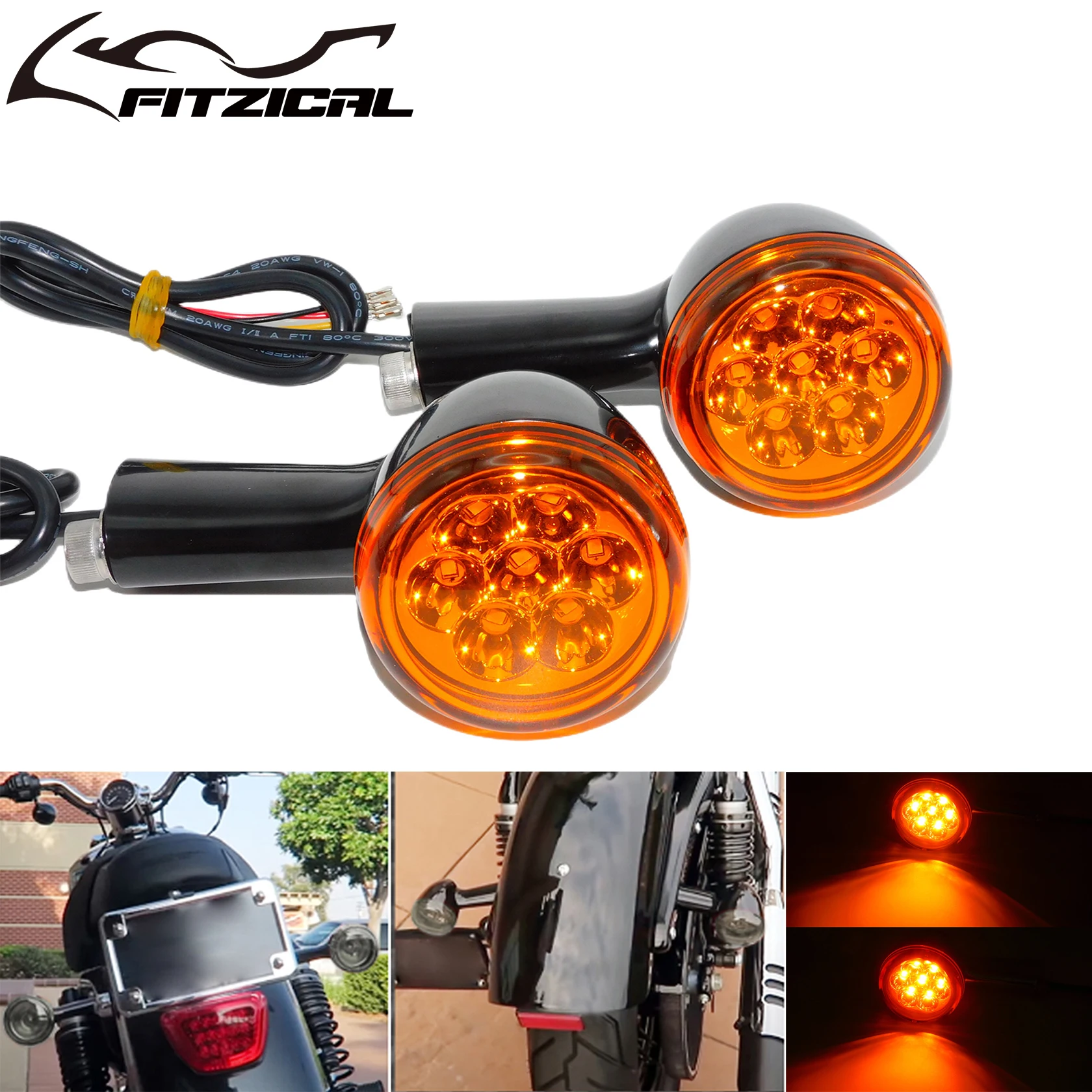 Motorcycle Rear Amber Lens LED Running Brake 4 Wire Indicate Light For Harley Sportster 883 Iron XL1200 SuperLow Custom 1992-UP