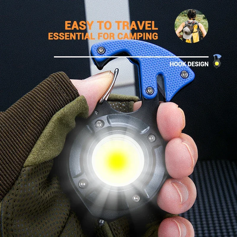 Multifunctional COB Working Light Mini Portable LED Flashlight with Red Light Type-c Rechargeable Outdoor Camping Hiking Lantern