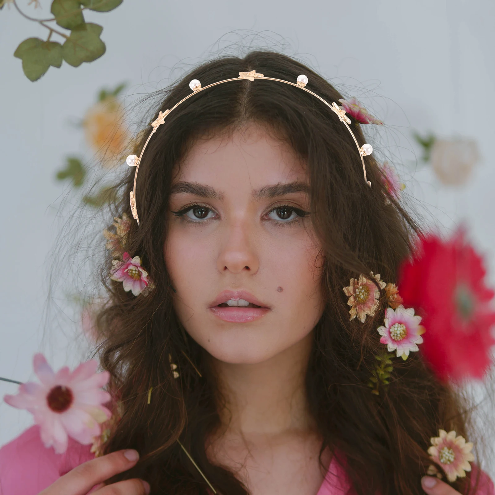 

3 Pcs Headband Hair Accessories Pearl Headbands for Women Cute Bridal Headpieces Wedding Beach Crown Metal Girl